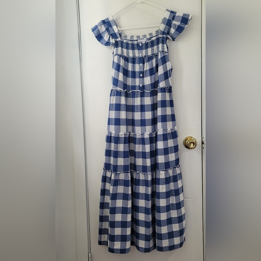 Old Navy Blue and White Gingham Maxi Dress